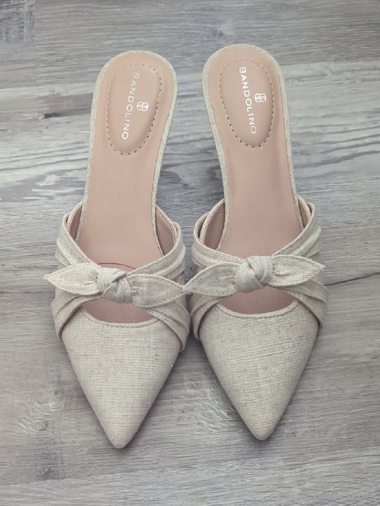 Bandolino Shoes - Bandolino Cream Knotted Pointed-Toe Slide Mules